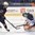 POPRAD, SLOVAKIA - APRIL 23: USA's Joel Farabee #4 scores on Finland's Ukko-Pekka Luukkonen #1 to make it 3-0 during gold medal game action at the 2017 IIHF Ice Hockey U18 World Championship. (Photo by Andrea Cardin/HHOF-IIHF Images)